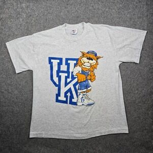 Vintage Kentucky Wildcats T Shirt Mens XL Grey Mascot Graphic 90s NCAA Tee Jays